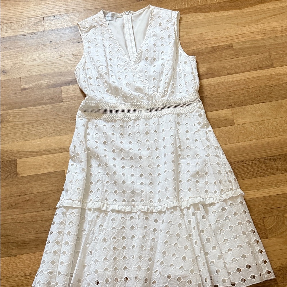 Donna Morgan Ivory Eyelet Midi Dress